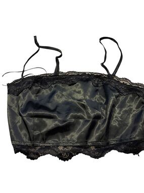 Fashion Nova Black Satin Lace-Trim Bandeau Cami